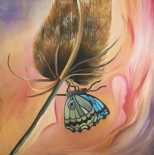 Teasel oil painting